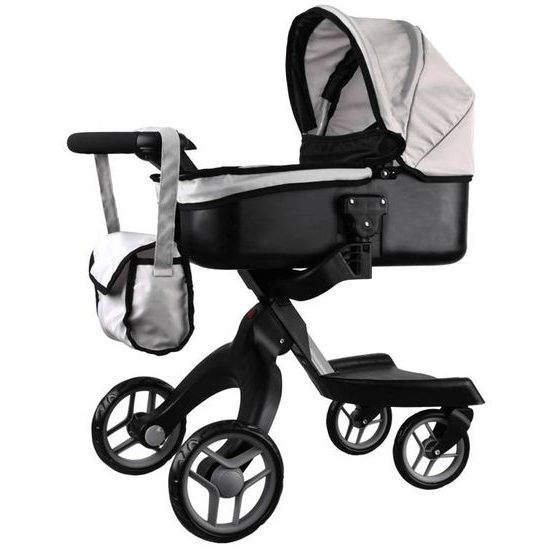 Alice moderní hluboký kočárek pro panenky 4544 šedý