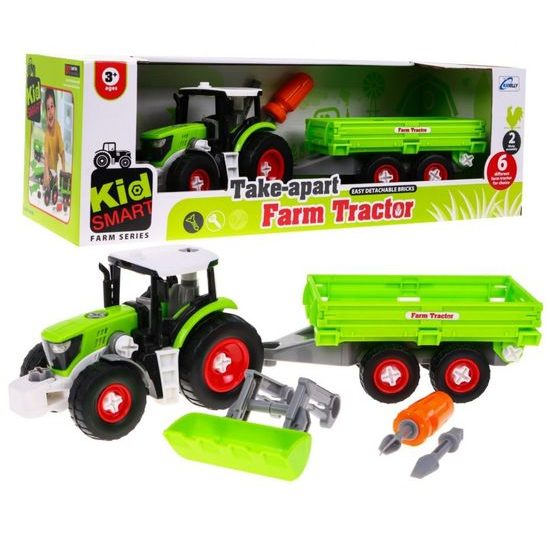 Majlo Toys dětský šroubovací traktor s vlečkou Farm Tractor