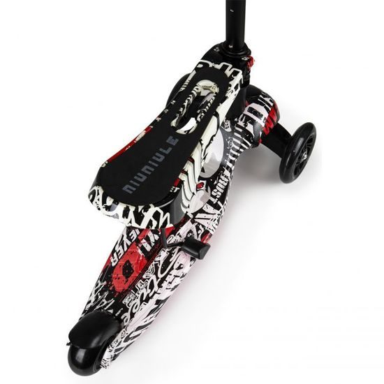 Ecotoys dětská koloběžka bílo-černá se sedátkem a svítícími koly