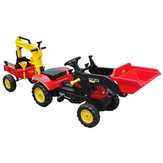 Dětský šlapací traktor Nakladač + bagr s přívěsem