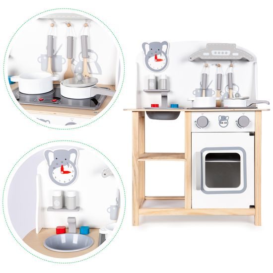 Ecotoys dětská dřevěná kuchyňka s LED efekty