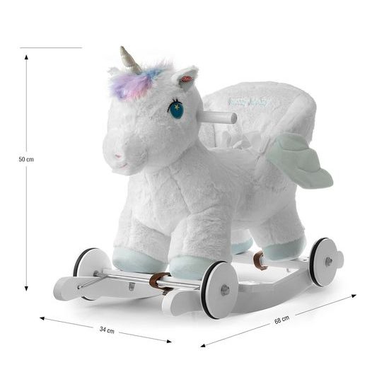 Houpací koník s melodií a kolečky Milly Mally Polly bílý