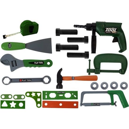 Dětská sada nářadí pro kutily v kufru, zelená