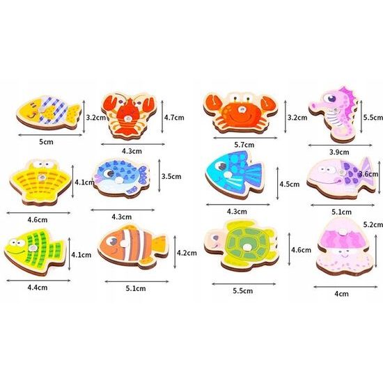 POŠKOZENÝ OBAL Doris dřevěné rybičky na lovení na magnet 20 kusů 3D