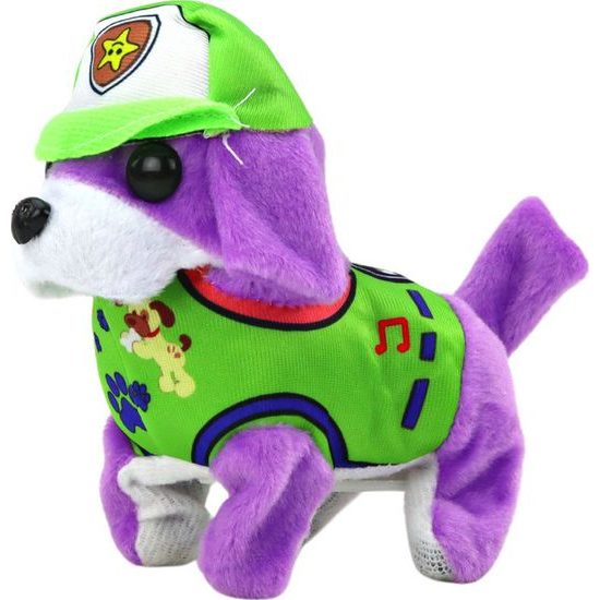 Interaktivní plyšové štěně v zeleném oblečku