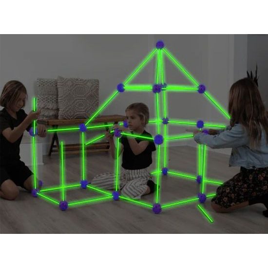 Svítící kreativní stavebnice ze slámek Creative Forts 52 dílků