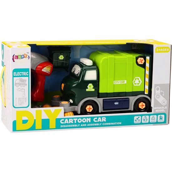 Popelářský vůz k sestavení DIY-tmavě zelená