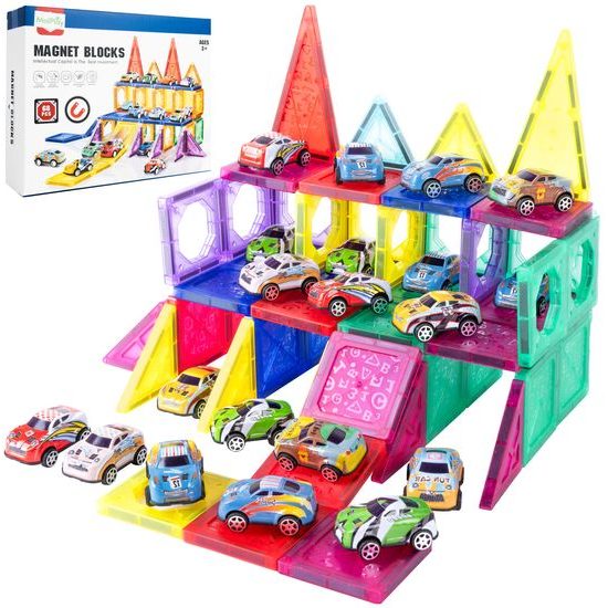 Magnetická stavebnice Magnet Blocks 68 dílů + 20 autíček