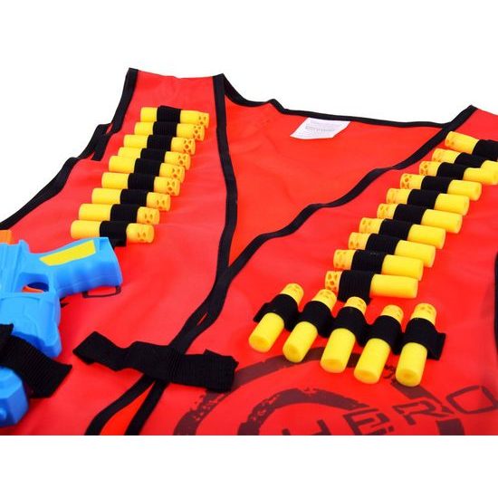 Nerf bojová vesta s pistolí a náboji - červená