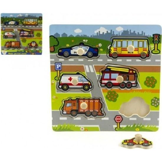 Dřevěná Vkládačka Moje první auta 6ks