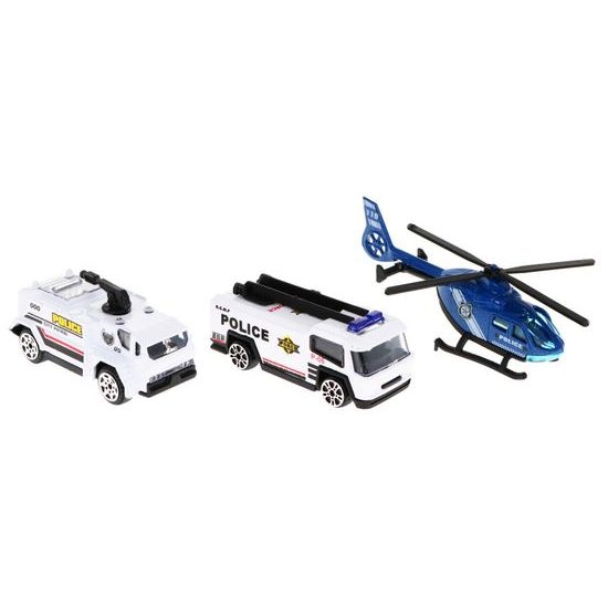 Parkovací garáž s výtahem na baterie, autíčky a hrací podložkou Police Garage