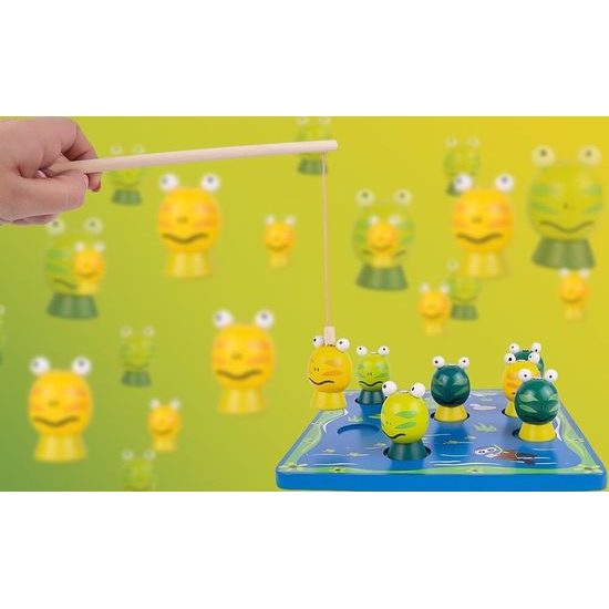 Dřevěné žabičky na lovení na magnet 3D