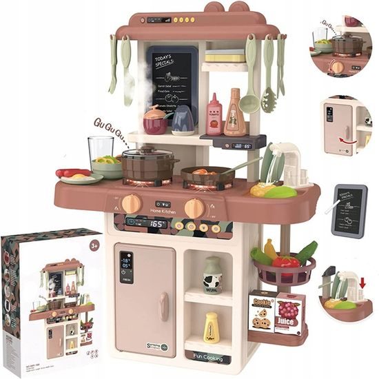 Dětská mini kuchyňka se zvuky a párou Little Chef- hnědá