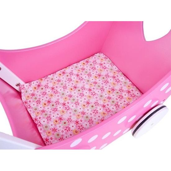 Majlo Toys dětské dřevěné chodítko kočárek pro panenky Retro