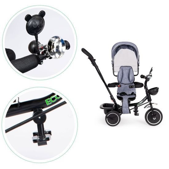 Ecotoys dětská tříkolka s otočným sedadlem Trike 2v1 šedá