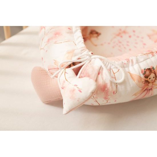 Hnízdečko pro miminko z mušelínu, Víla, růžová