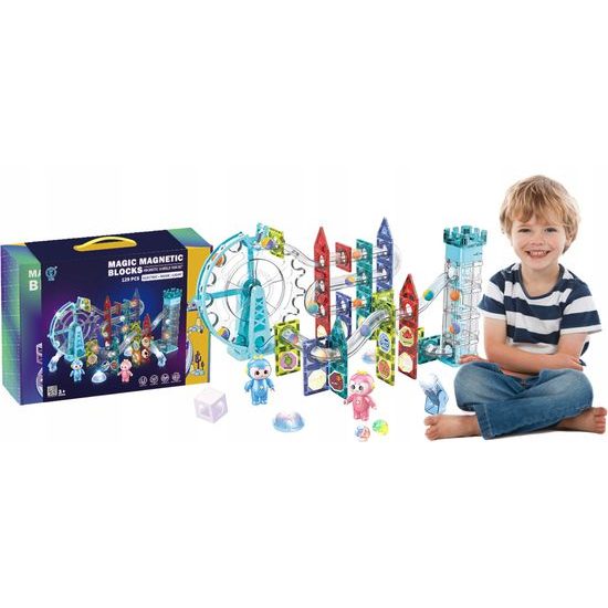 Doris magnetická svítící stavebnice s mlýnským kolem a výtahem Magic Blocks 129 dílů