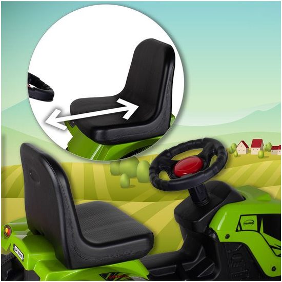 Dětský šlapací traktor s vlečkou Max zelený