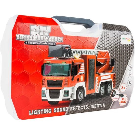 Šroubovací požární auto v kufříku se světly a zvuky Fire Truck