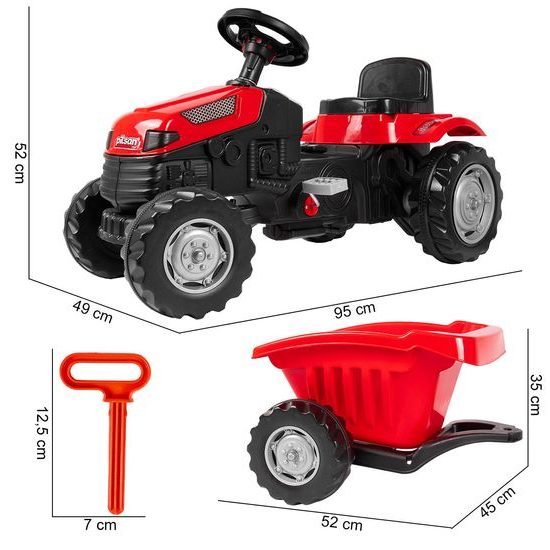 Dětský šlapací traktor s vlečkou Active Pedal červený