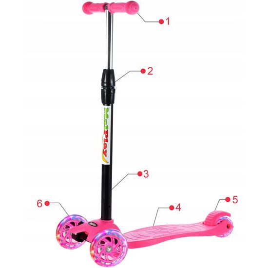 Dětská koloběžka Glow Scooter se svítícími koly růžová