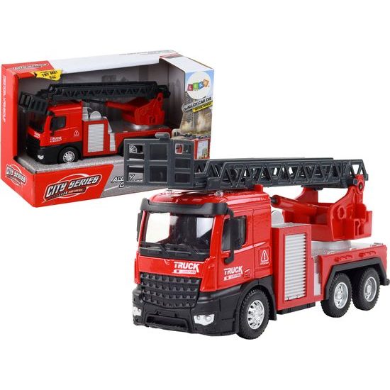 Hasičské auto s výsuvným žebříkem červené