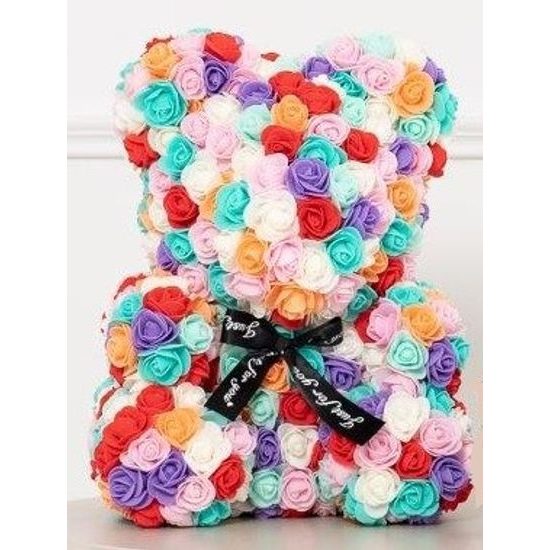 Medvídek z růží duhový Rose Bear 40 cm