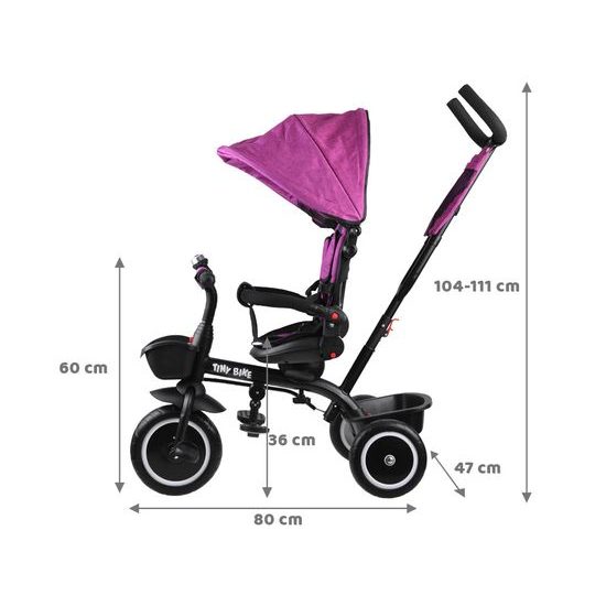 Dětská tříkolka Tiny Bike s otočným sedadlem 3v1 růžová
