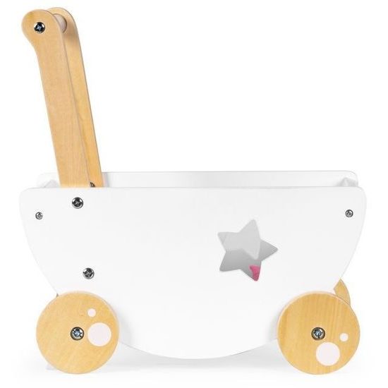 Ecotoys dětské dřevěné chodítko kočárek se srdíčky