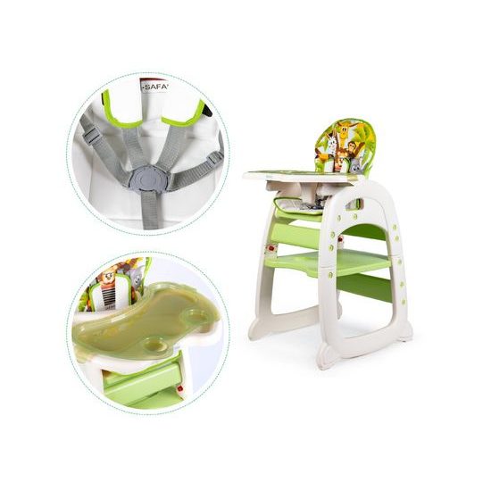 Ecotoys jídelní židlička 2v1 Jungle zelená
