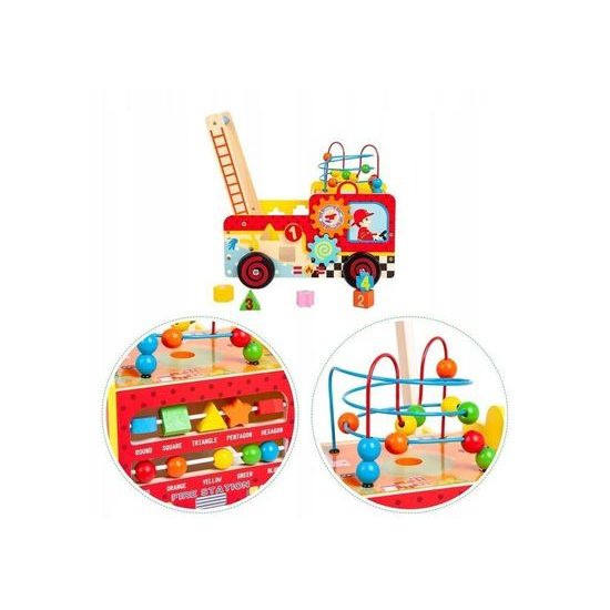 Ecotoys dřevěné multifunkční chodítko Požární auto