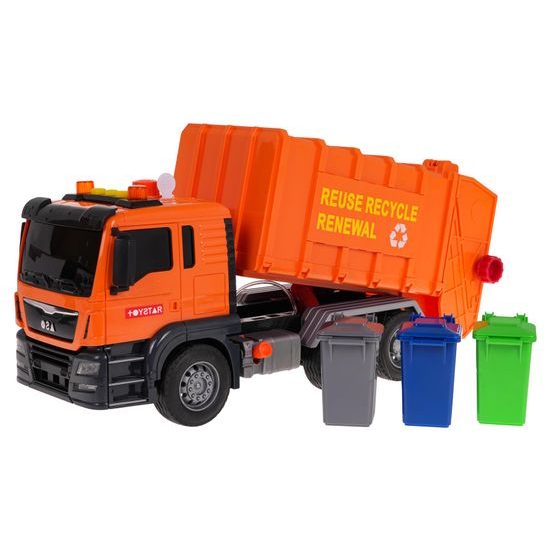 Popelářské auto pro děti se světly a zvuky Garbage Truck - oranžové