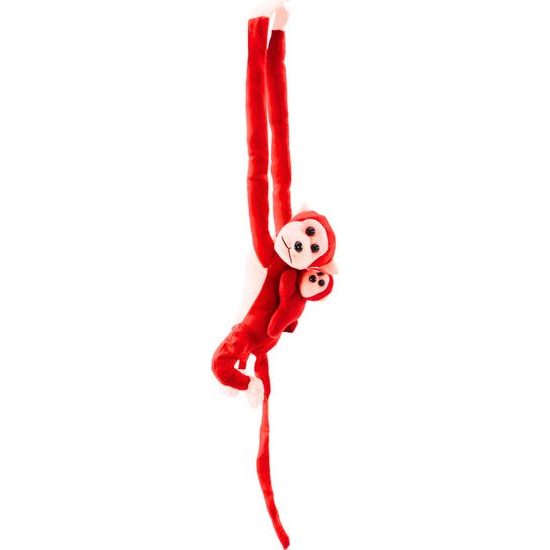 Plyšová opice s miminkem červená 70 cm