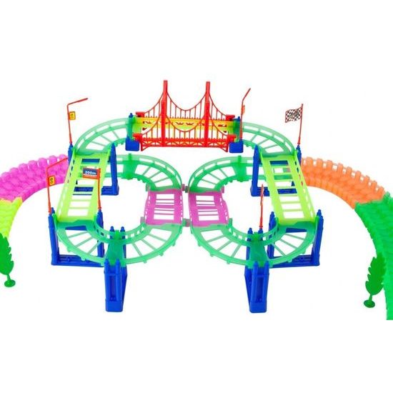 Svítící autodráha s autíčkem na baterie 123 dílků Luminous Rail