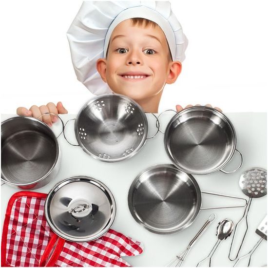 Sada dětského kovového nádobí v batůžku 12 součástí Kitchen Backpack