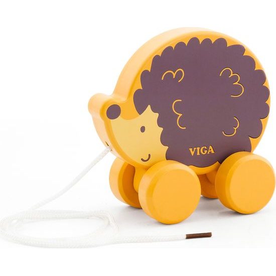 Dřevěná tahací hračka na šňůrce Viga Ježek