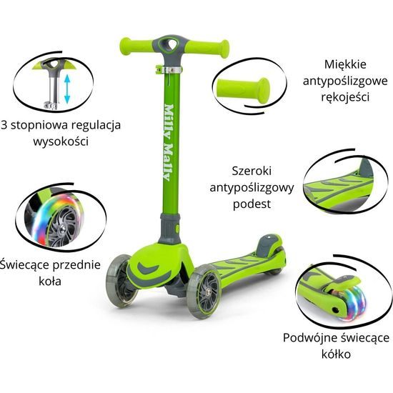 Dětská koloběžka Milly Mally Scooter Boogie zelená