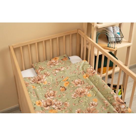 Souprava do postýlky Květiny, zelená
