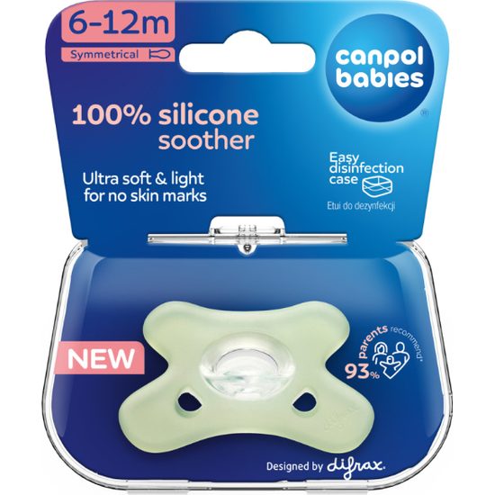 CANPOL babies Dudlík 100% silikonový symetrický 6-12m 1ks zelený