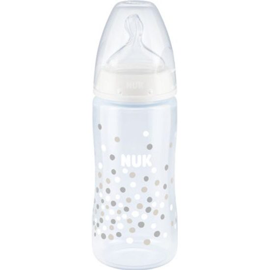 Nuk Láhev indikátor teploty, latexová savička, 0-6m - bílá