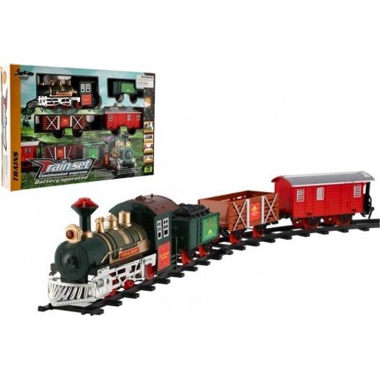 Vlak + 3 vagóny s kolejemi - 8ks na baterie