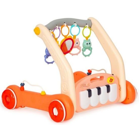 Haunger chodítko 2v1 s hrací dekou a piankem Rack Walker - oranžové