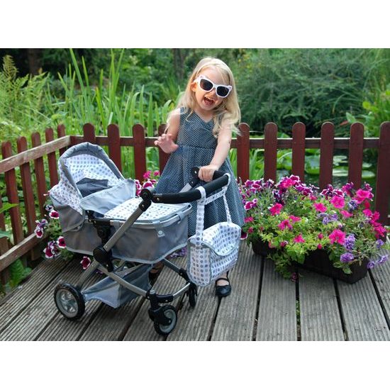 Kočárek pro panenky 4v1 kombinovaný Alice 4543 šedý