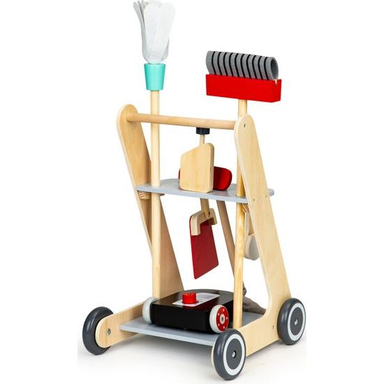 Ecotoys dřevěný úklidový vozík s vysavačem