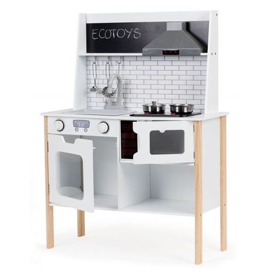 Ecotoys dětská dřevěná kuchyňka se zvuky a LED efekty House Kitchen