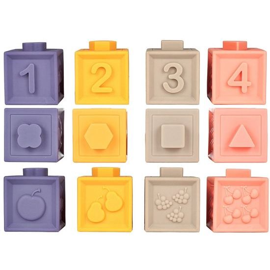 Senzorické kostky pro nejmenší Soft Building Blocks 12 kusů