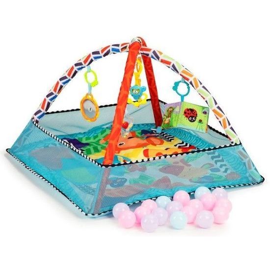 Ecotoys hrací deka 2v1 s 18 míčky Play Ball modrá