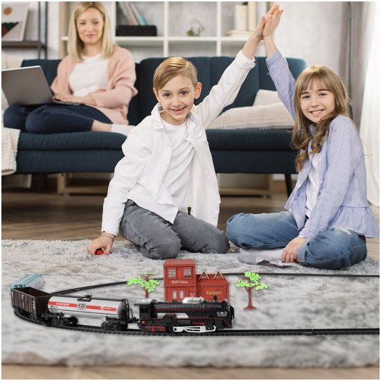 Dětská vláčkodráha na baterie se světlem Rail King 270 cm