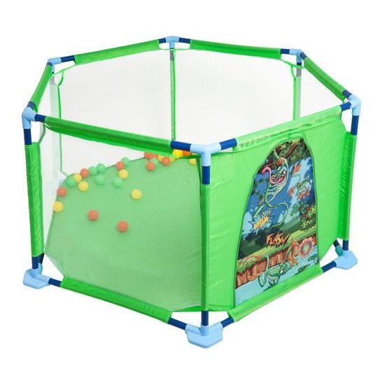 Detská ohrádka so 40 loptičkami Hexagon Fence - zelená
