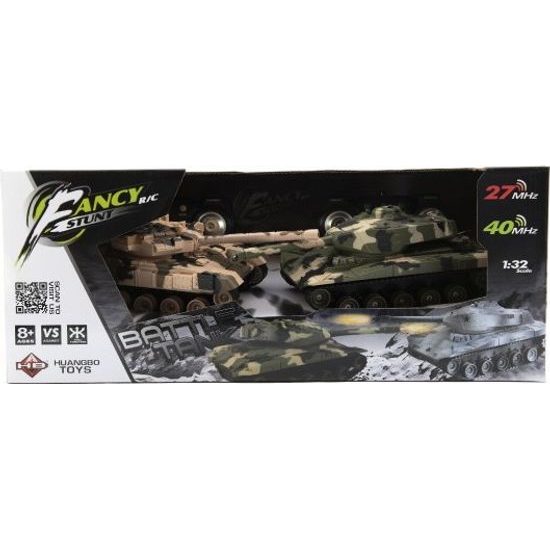 Tank RC 2ks tanková bitva + dobíjecí pack - maskáč